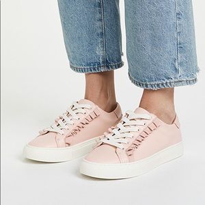 NWOT Tory Burch Leather Pink Ruffle Sneakers